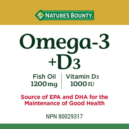 NATURE'S BOUNTY Omega-3 + D3, 90 Count
