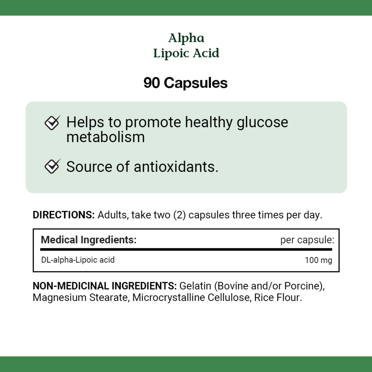 Alpha Lipoic Acid, 100 mg, For Glucose Metabolism