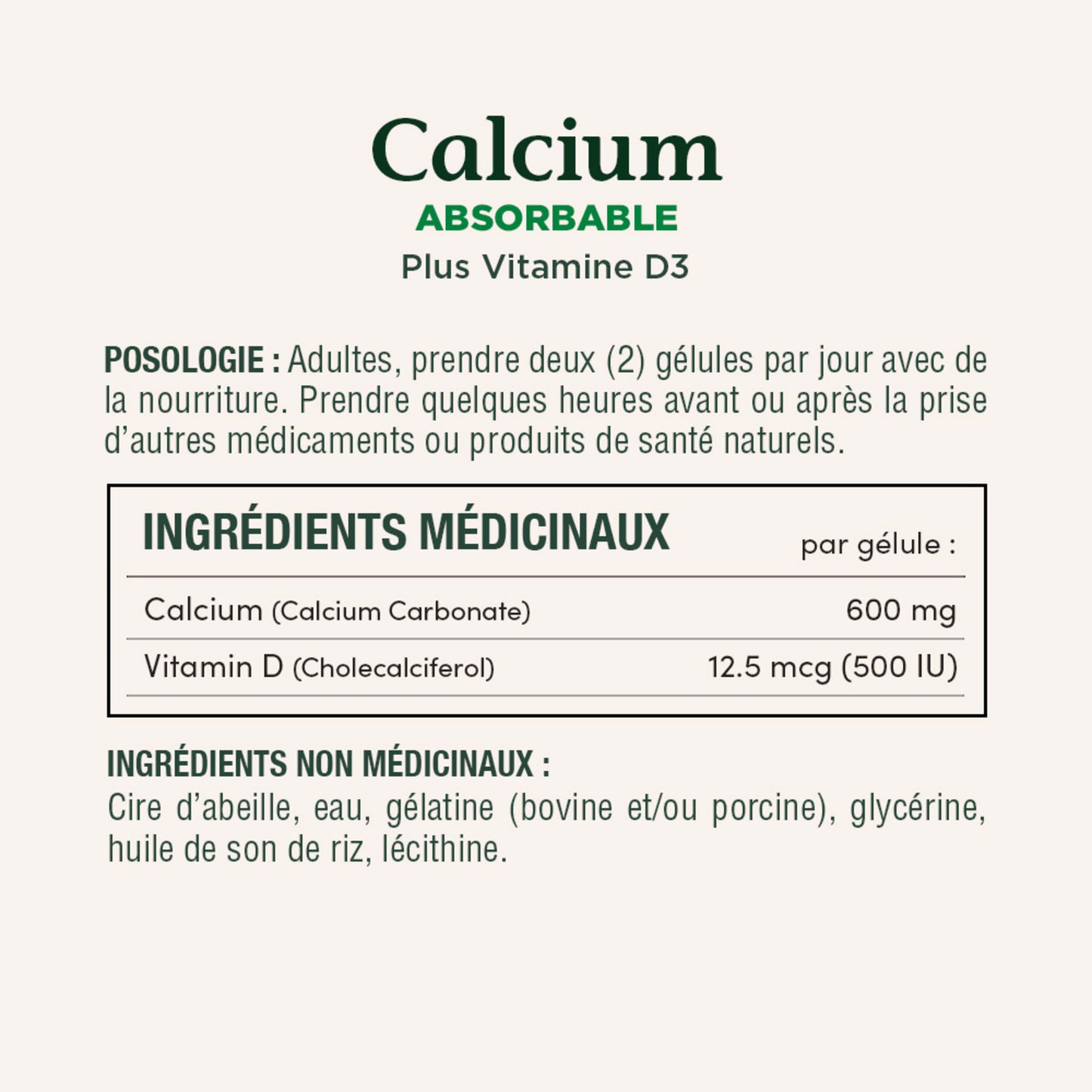 Calcium absorbable plus vitamine D3, 1 200 mg||FR