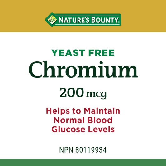 Chromium, Yeast Free, Helps Maintain Normal Blood Glucose Levels||EN