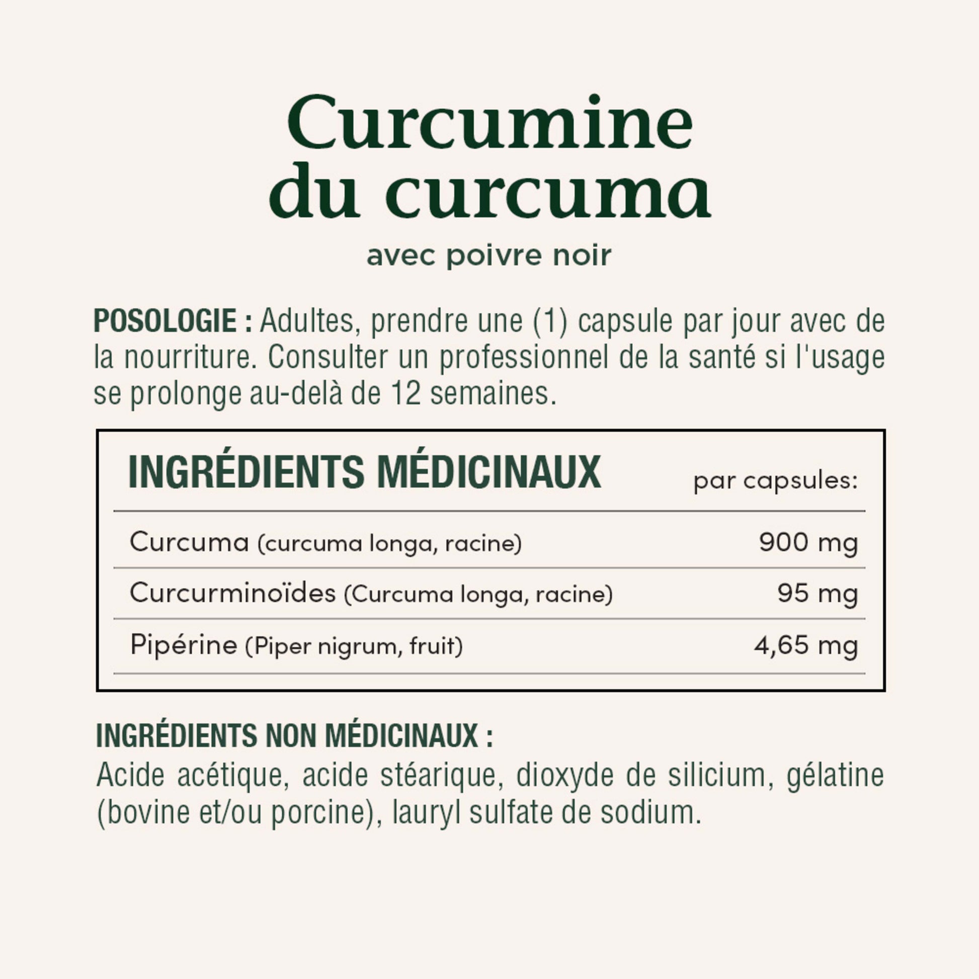 Curcumine du curcuma avec poivre noir, 1 000 mg||FR
