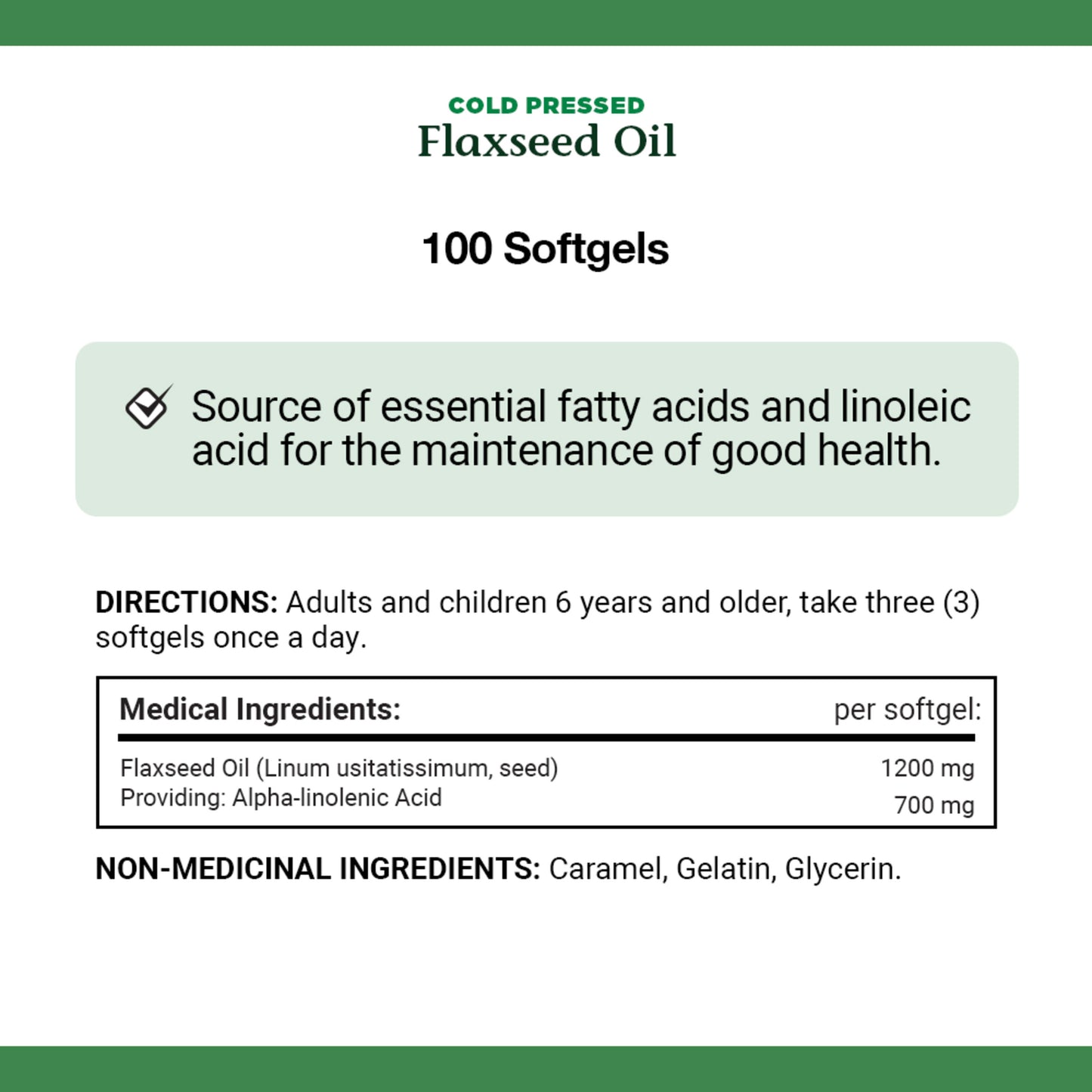 Flaxseed Oil, Cold Pressed, Omega-3 Fatty Acids
