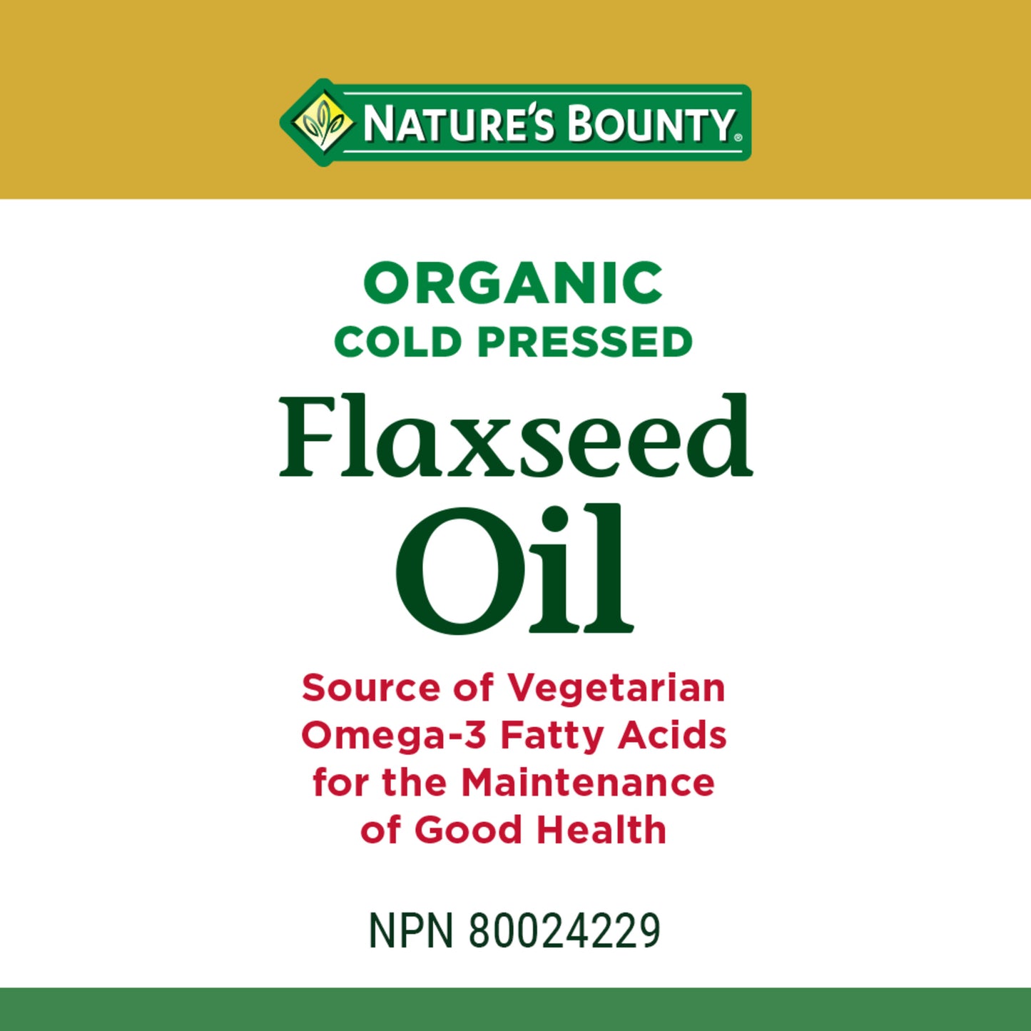 Flaxseed Oil, Organic, Cold Pressed, Vegetarian
