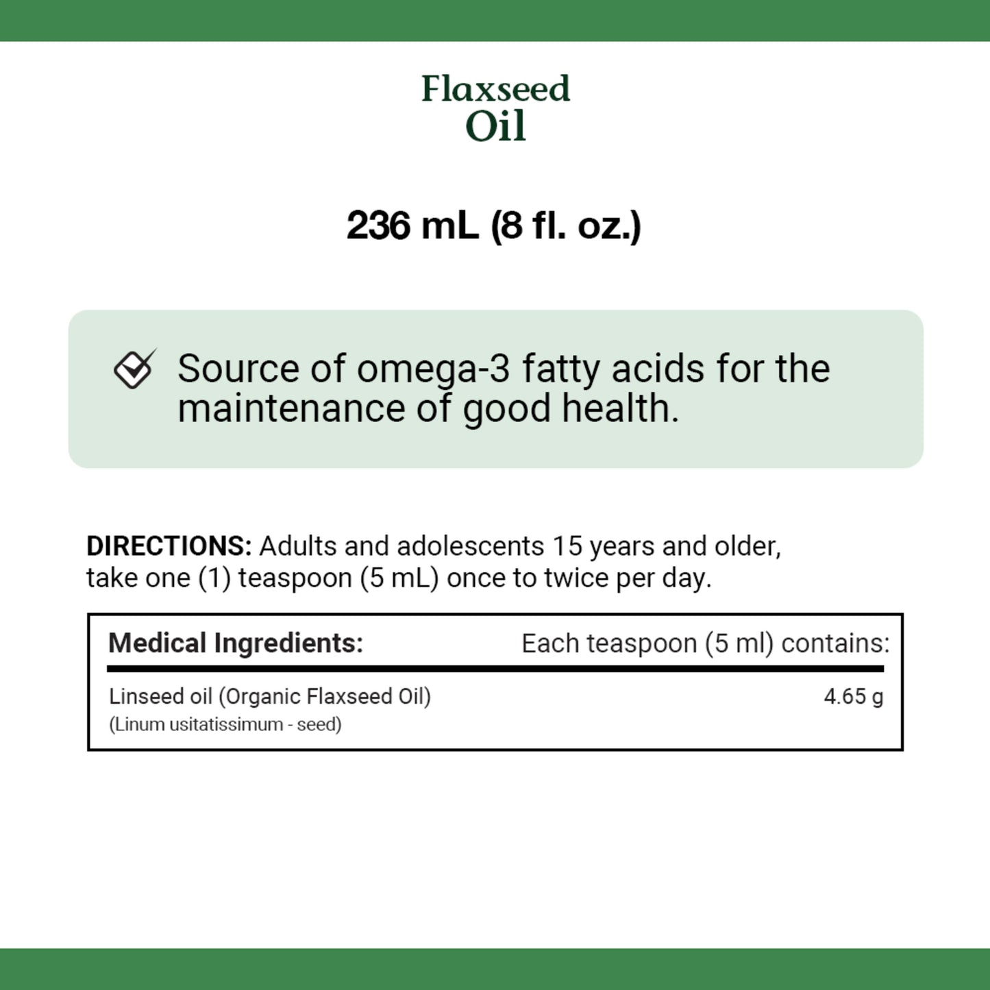 Flaxseed Oil, Organic, Cold Pressed, Vegetarian