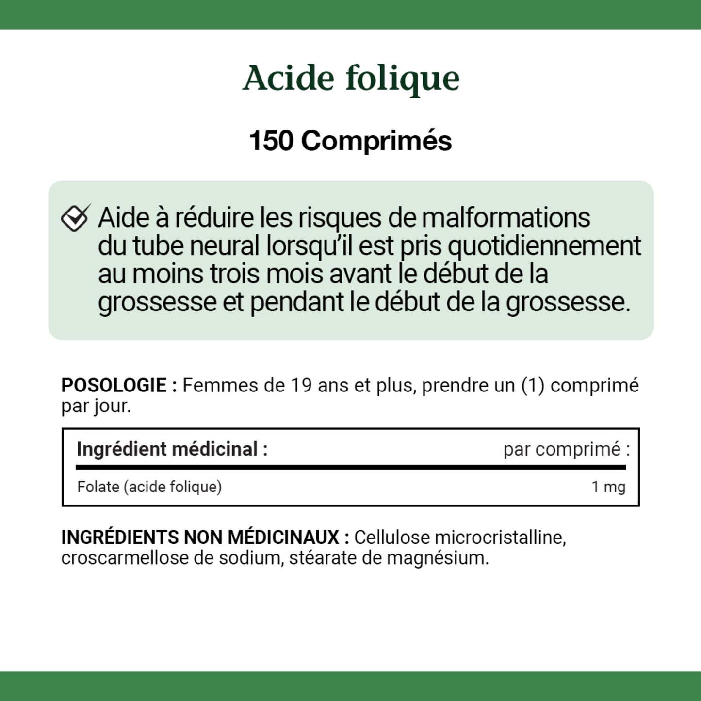 Folic Acid 1 mg, 150 Tablets