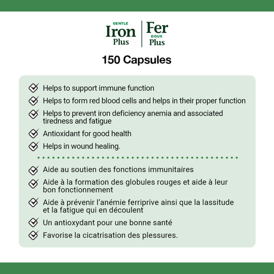 Gentle Iron 28 mg, Helps Prevent Anemia, Capsules||EN