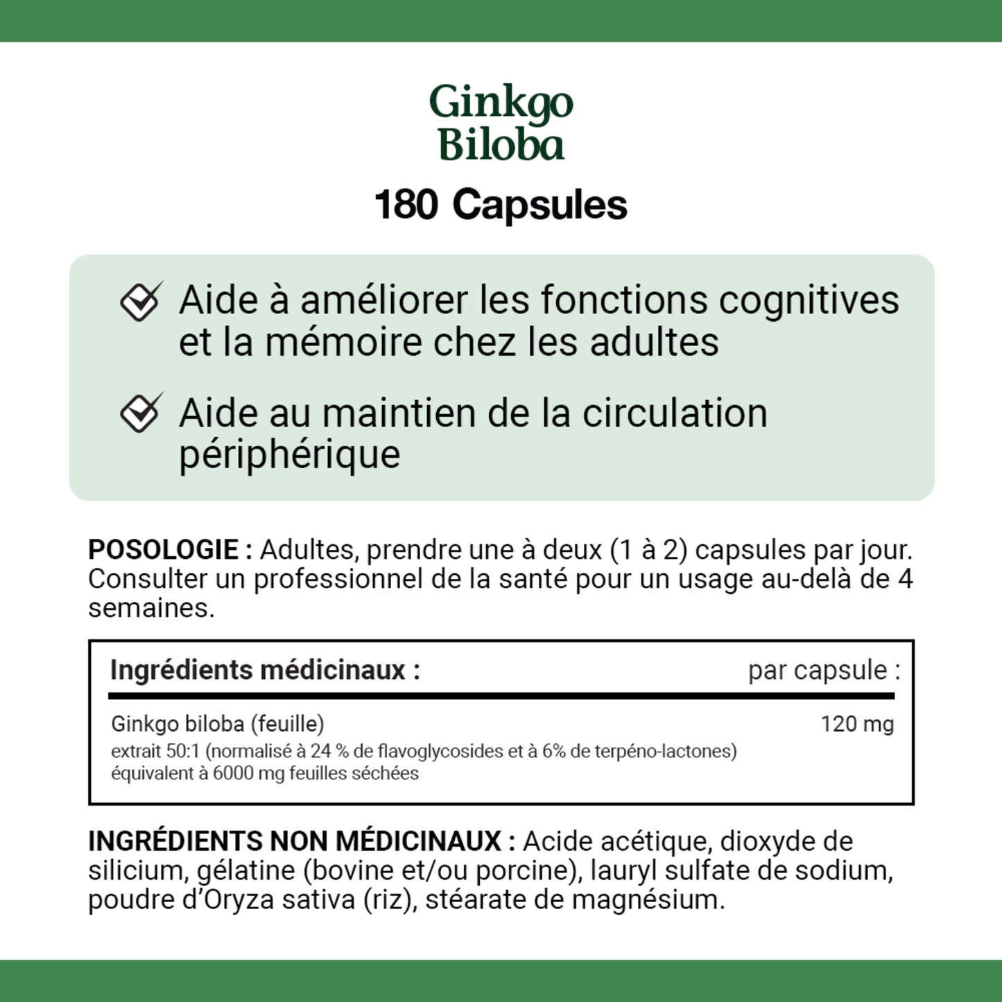 Gingko Biloba, 120 mg, Value Size, 180 Capsules