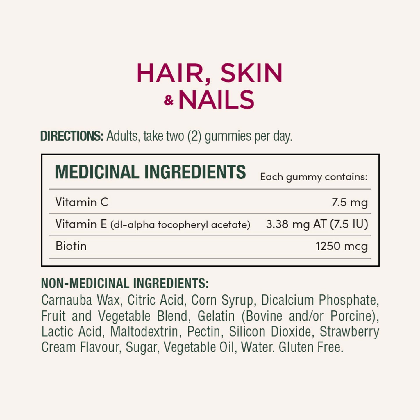 Hair, Skin & Nails, Strawberry Cream Flavour