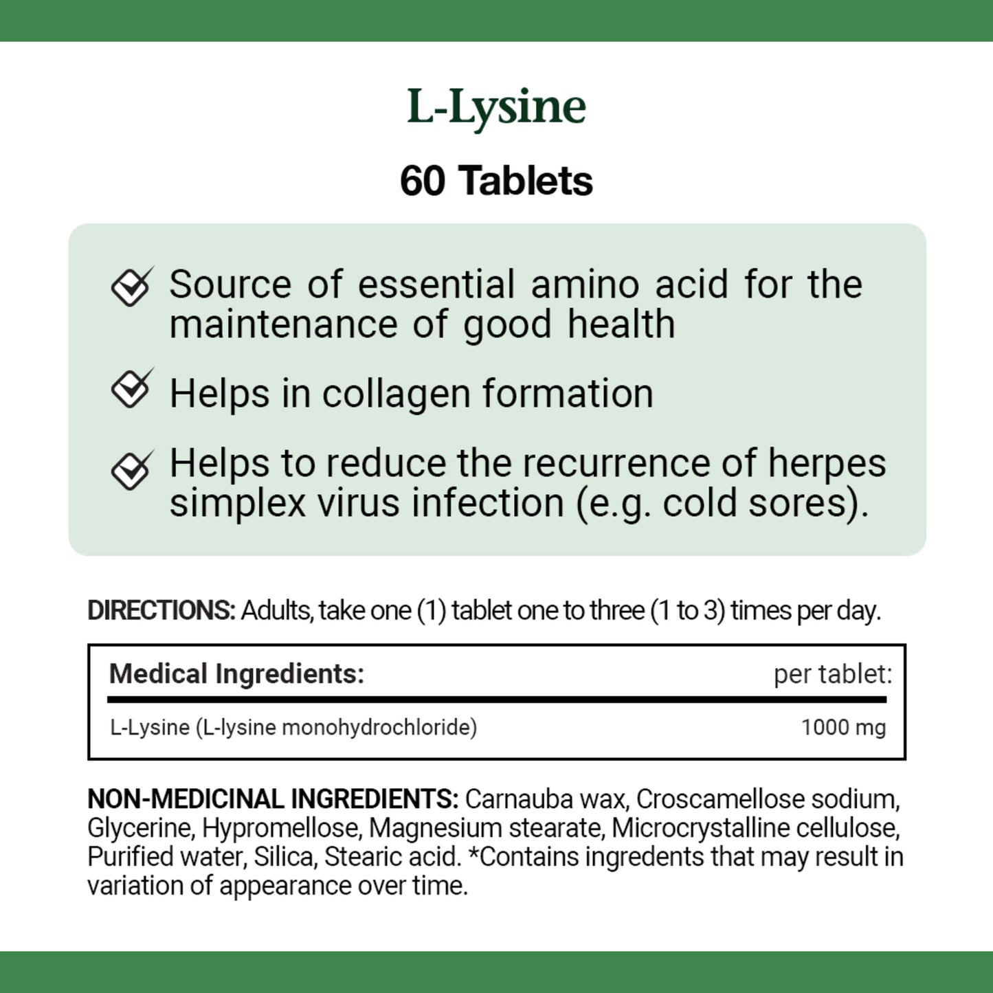 L-Lysine, 1000 mg, 60 Tablets
