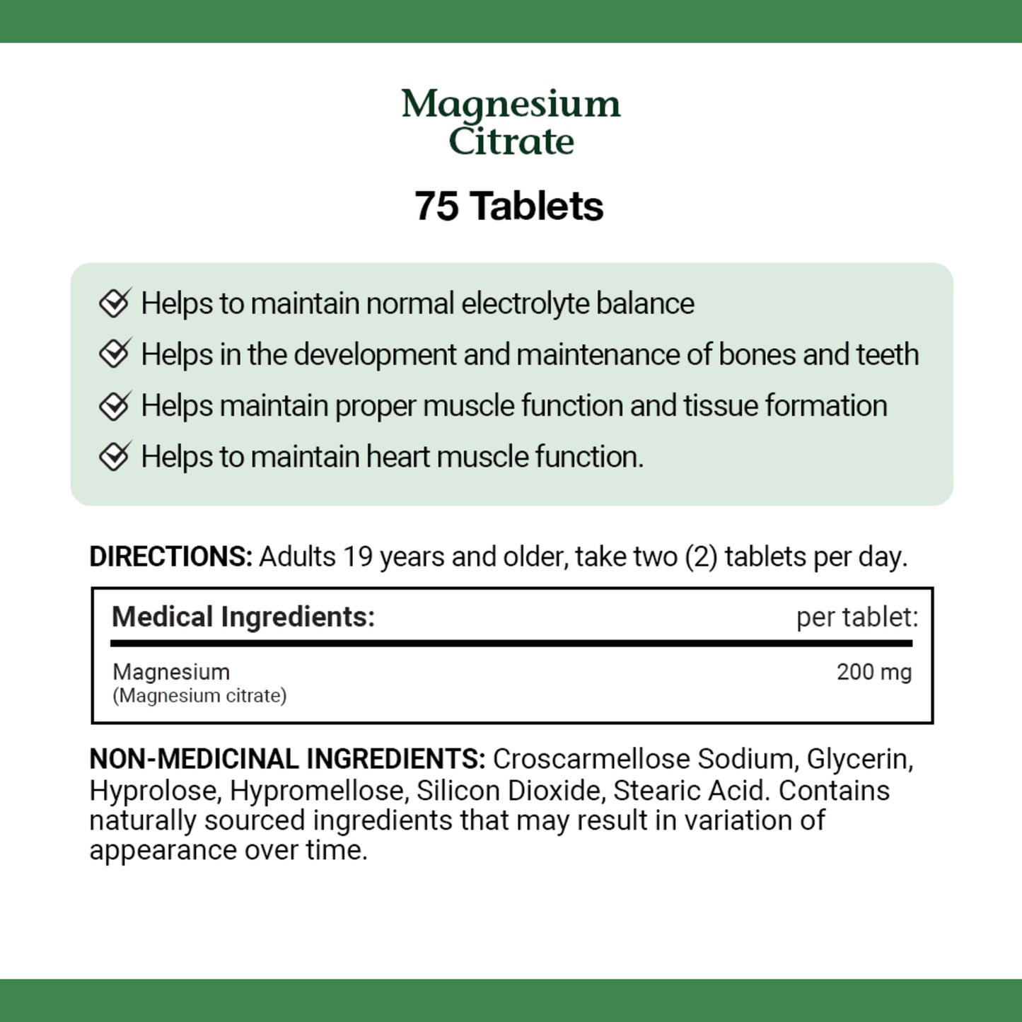 Magnesium Citrate, 200 mg, Tablets