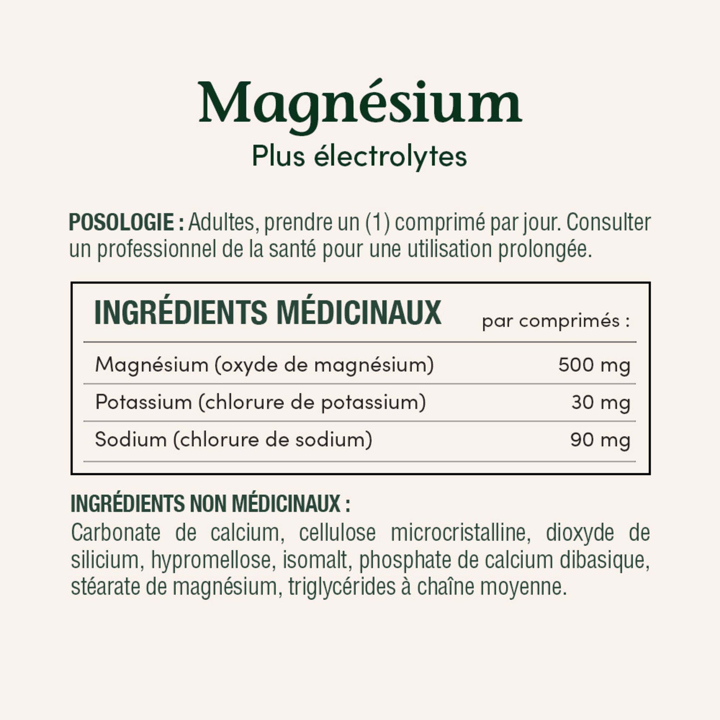 Magnésium plus électrolytes, 500 mg, comprimés||FR