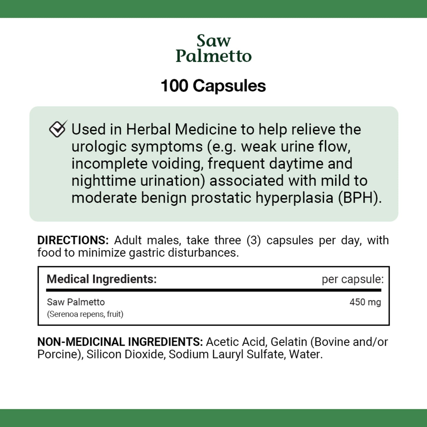 Saw Palmetto, 450 mg, Capsules