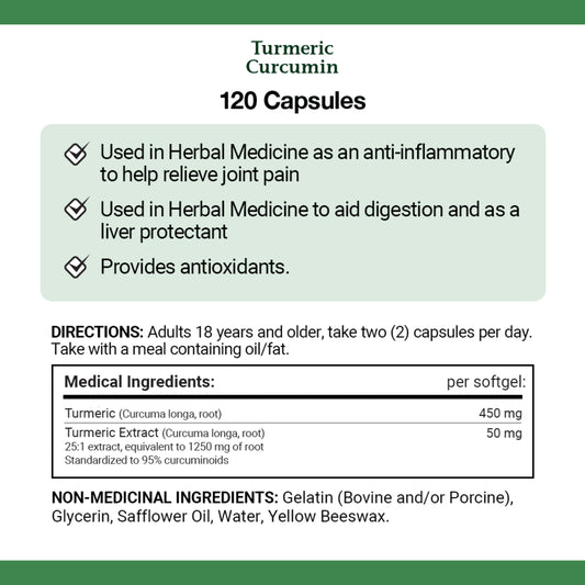 Turmeric Curcumin, 450 mg, Anti-inflammatory||EN