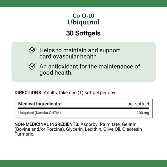 Ubiquinol, Co Q-10, 100 mg, Softgels||EN