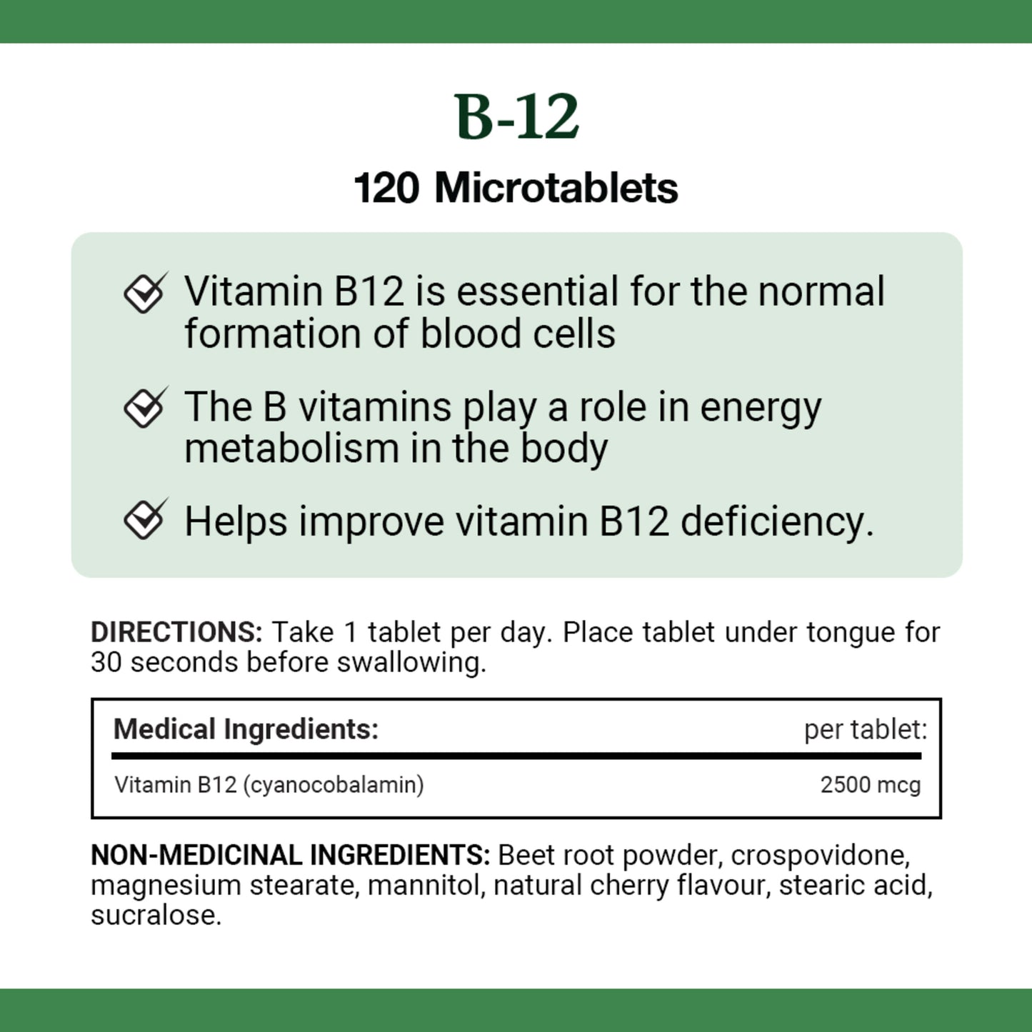 Vitamin B-12, 2500 mcg, 120 Tablets
