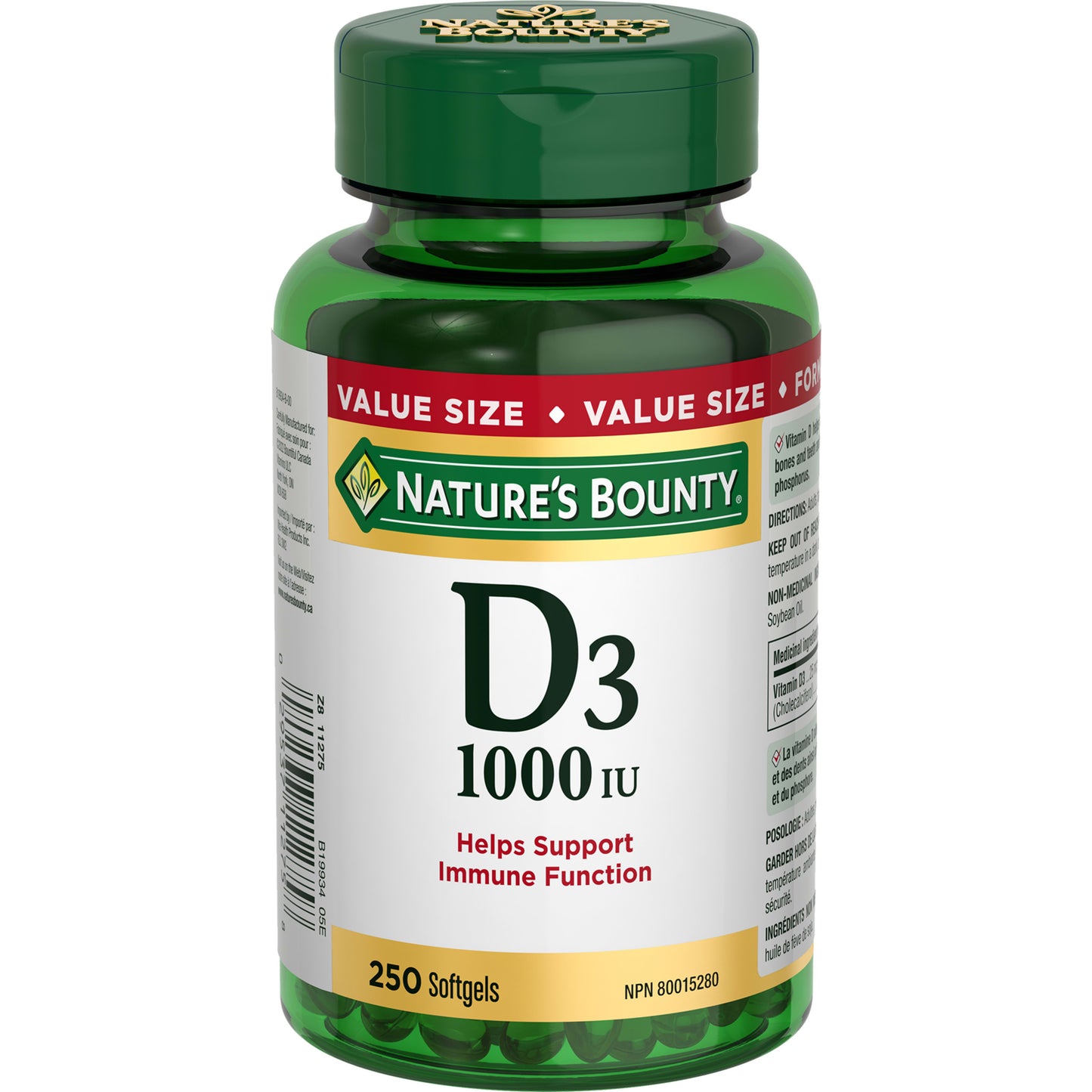Vitamin D3, 1000 IU, Value Size, 250 Softgels