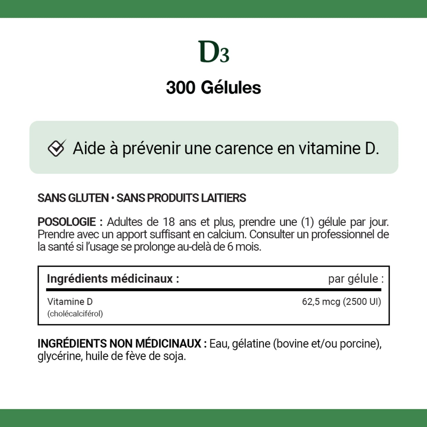 Vitamin D3, 2500 IU, 300 Softgels
