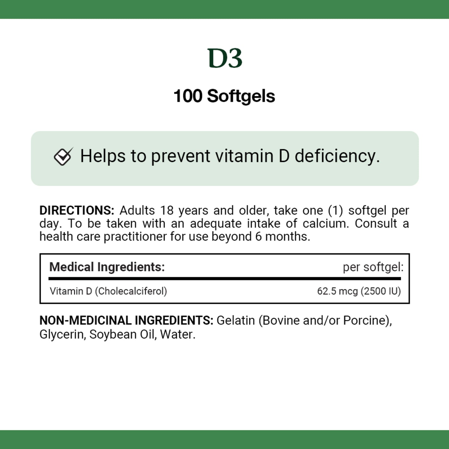 Vitamin D3, Helps Prevent Vitamin D Deficiency
