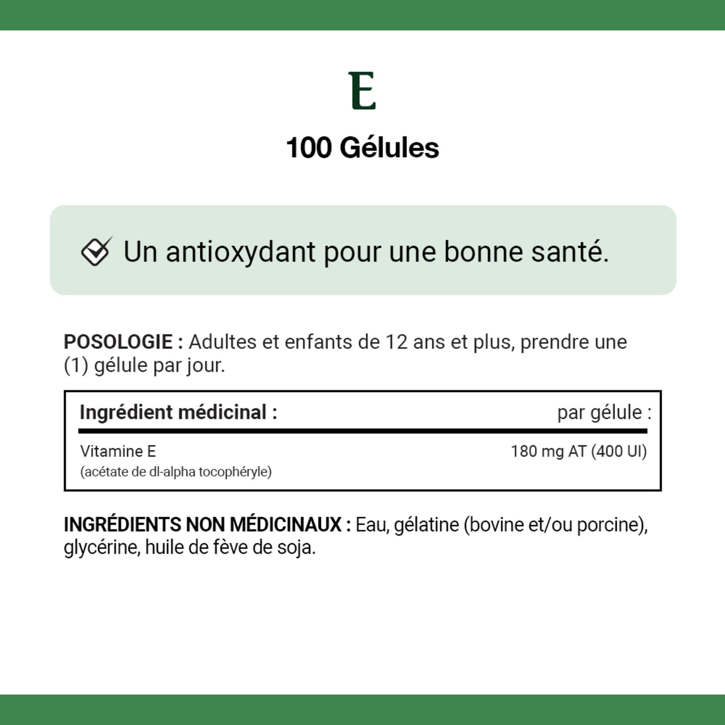 Vitamin E 400 IU, 100 Softgels