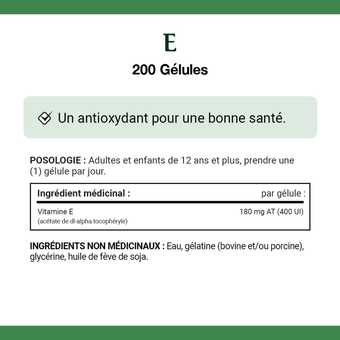 Vitamin E, 400 IU, Antioxidant, 200 Softgels