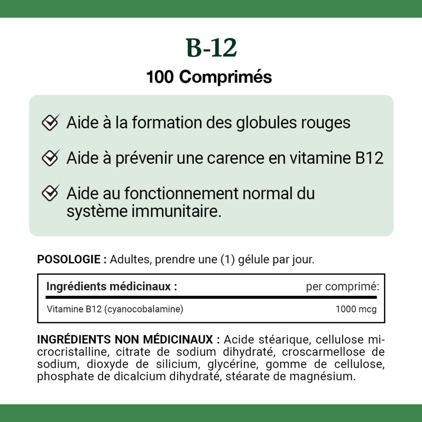 Vitamine B12, 1 000 mcg, comprimés||FR