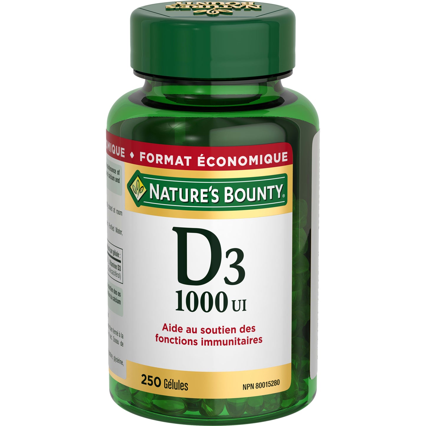 Vitamine D3 1 000 UI, format éco, 250 gélules||FR