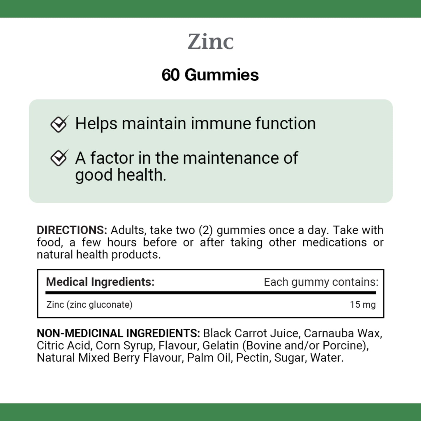 Zinc,15 mg, 60 Gummies