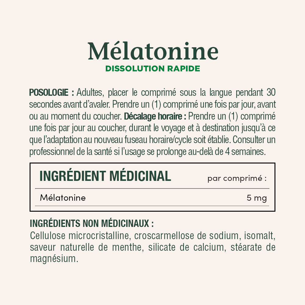 Mélatonine, dissolution rapide, 5 mg||FR