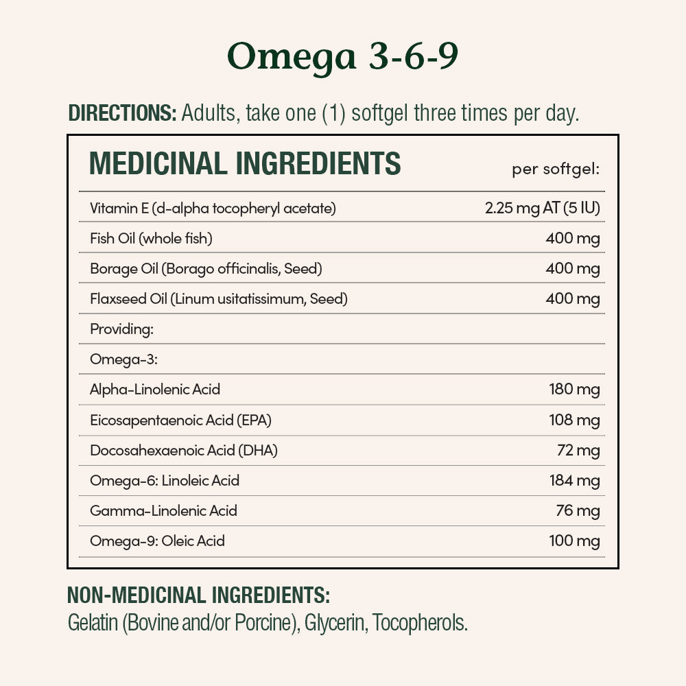 Omega 3-6-9, 1200 mg Fish, Flax & Borage||EN