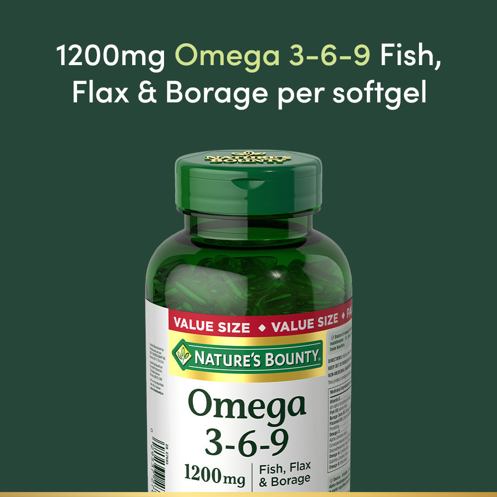 Omega 3-6-9, 1200 mg Fish, Flax & Borage||EN
