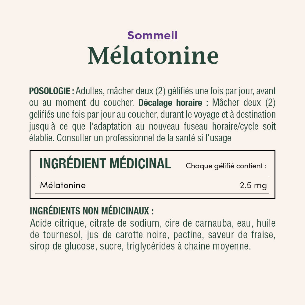 Mélatonine, 2,5 mg||FR
