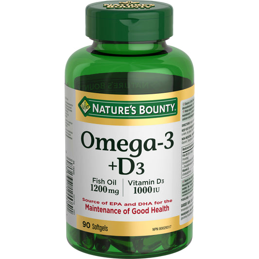 NATURE'S BOUNTY Omega-3 + D3, 90 Count