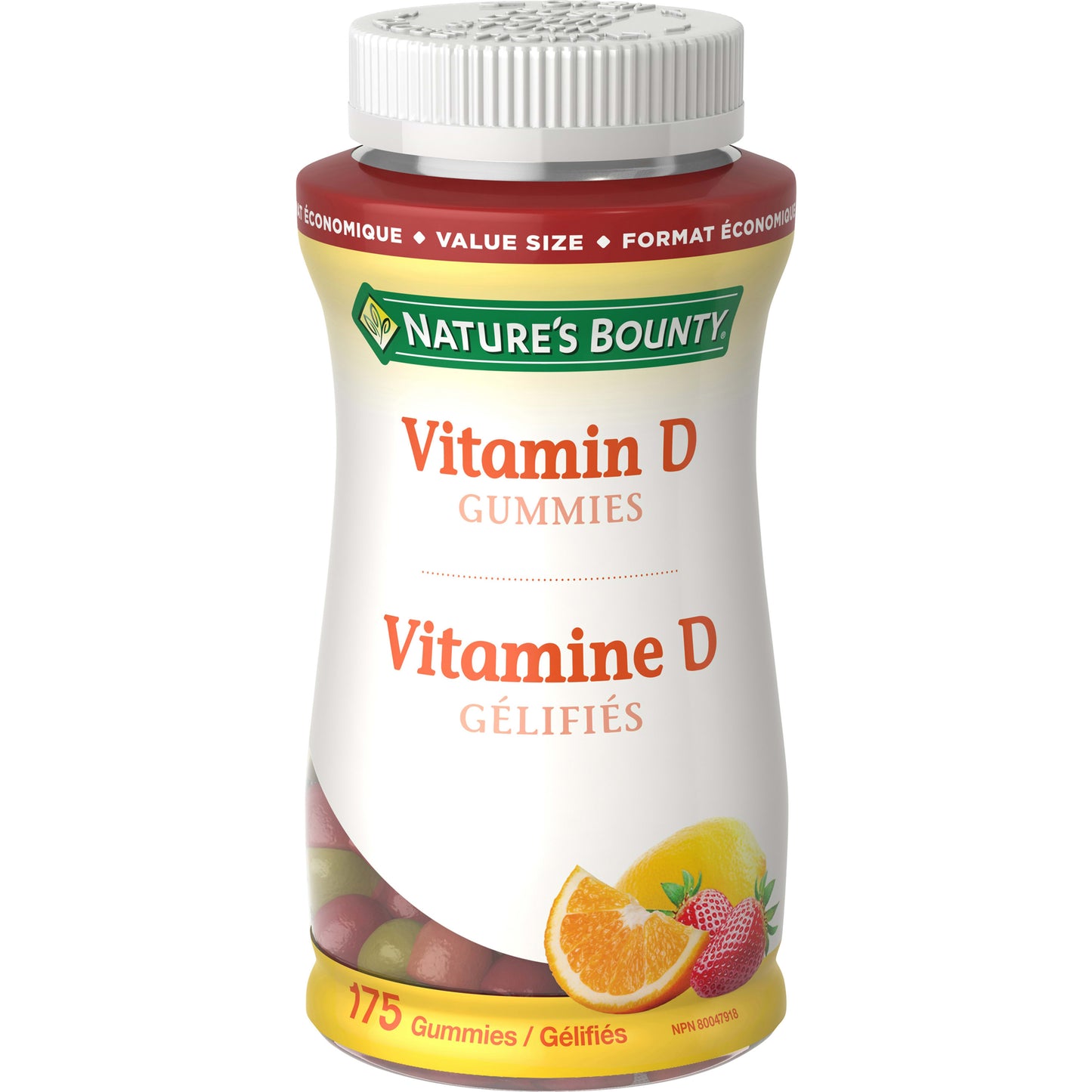 NATURE'S BOUNTY Vitamin D3 1000 Iu Gummies, Value Size, Helps Support Bone Health, Strawberry, Orange & Lemon Flavoured, Ummies, 175 Count