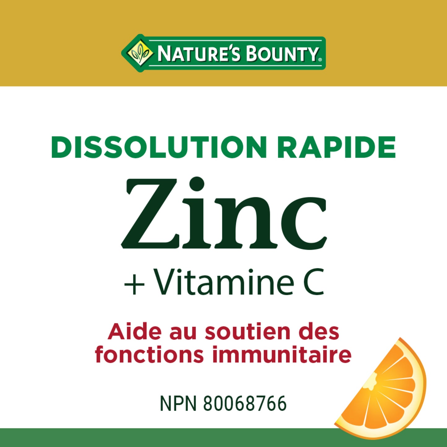 NATURE'S BOUNTY Vitamin C + Zinc, 60 Quick Dissolve Tablets, 60 Count