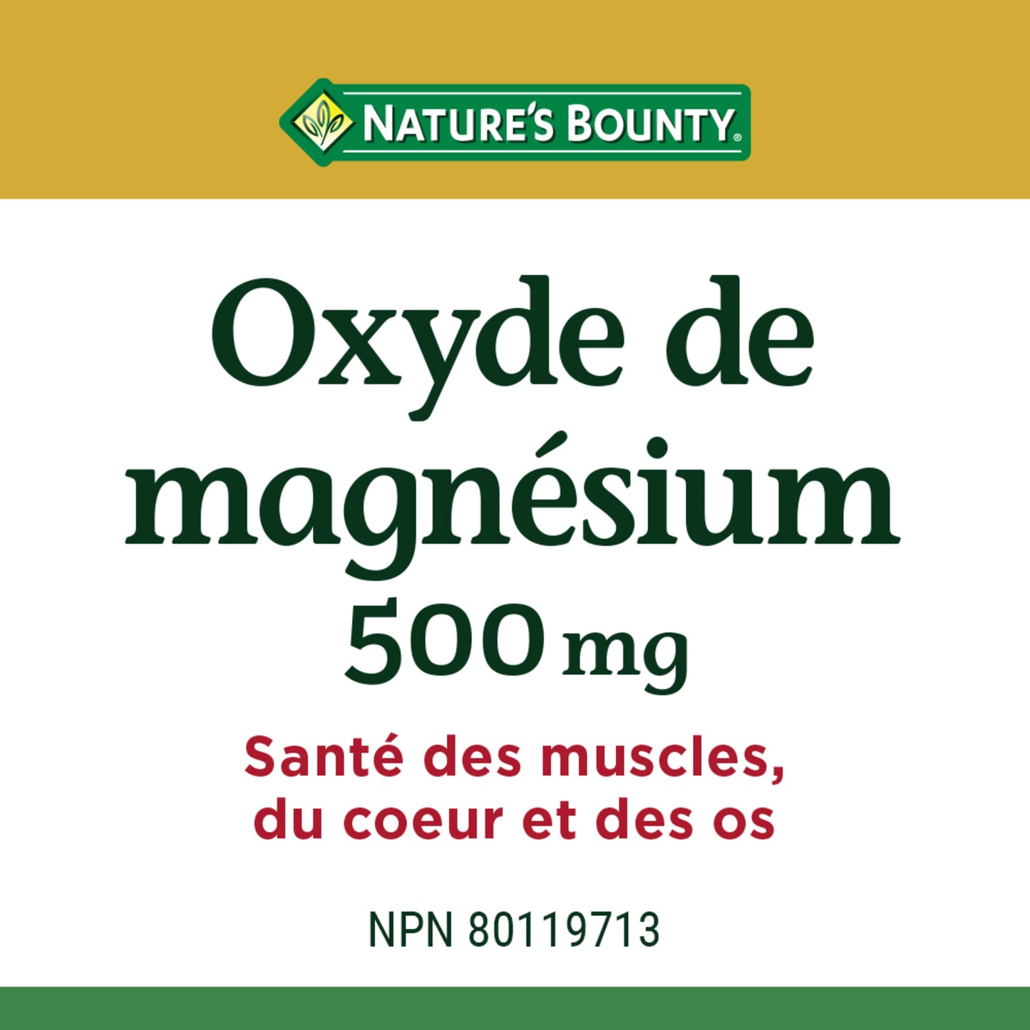 NATURE'S BOUNTY Magnesium Oxide 500Mg Pills, Helps Maintain Proper Muscle Function, 100 Tablets, 100 Count