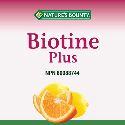 NATURE'S BOUNTY Biotin Plus Vitamin C & E, Helps Maintain Health Of Normal Hair And Skin, Ummies, 80 Count