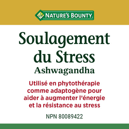 NATURE'S BOUNTY Stress Relief Ashwagandha, Used In Herbal Medicine As An Adaptogen To Help Increase Energy And Resistance To Stress, 100 Capsules, 100 Count