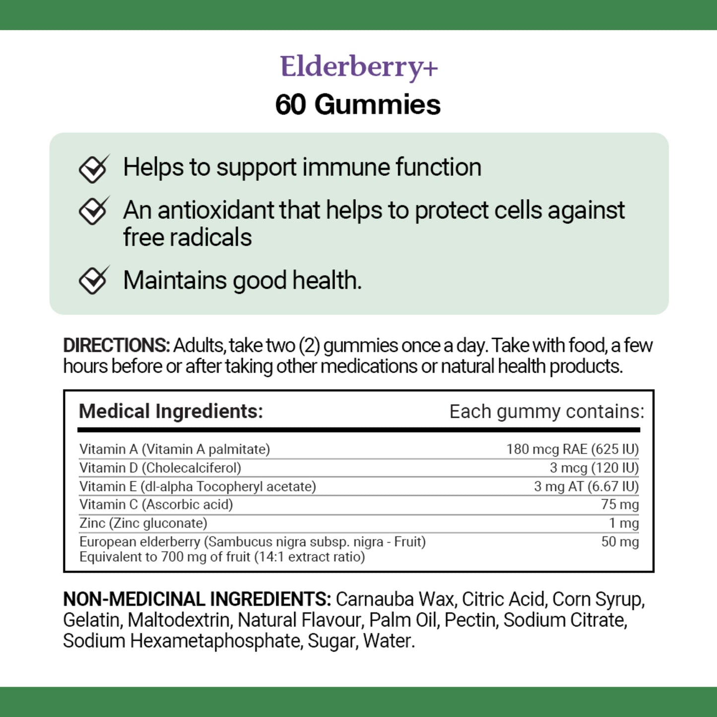 NATURE'S BOUNTY Elderberry Gummies, With Vitamin C, Vitamin D And Zinc, Helps To Support Immune Function, Ummies, 60 Count