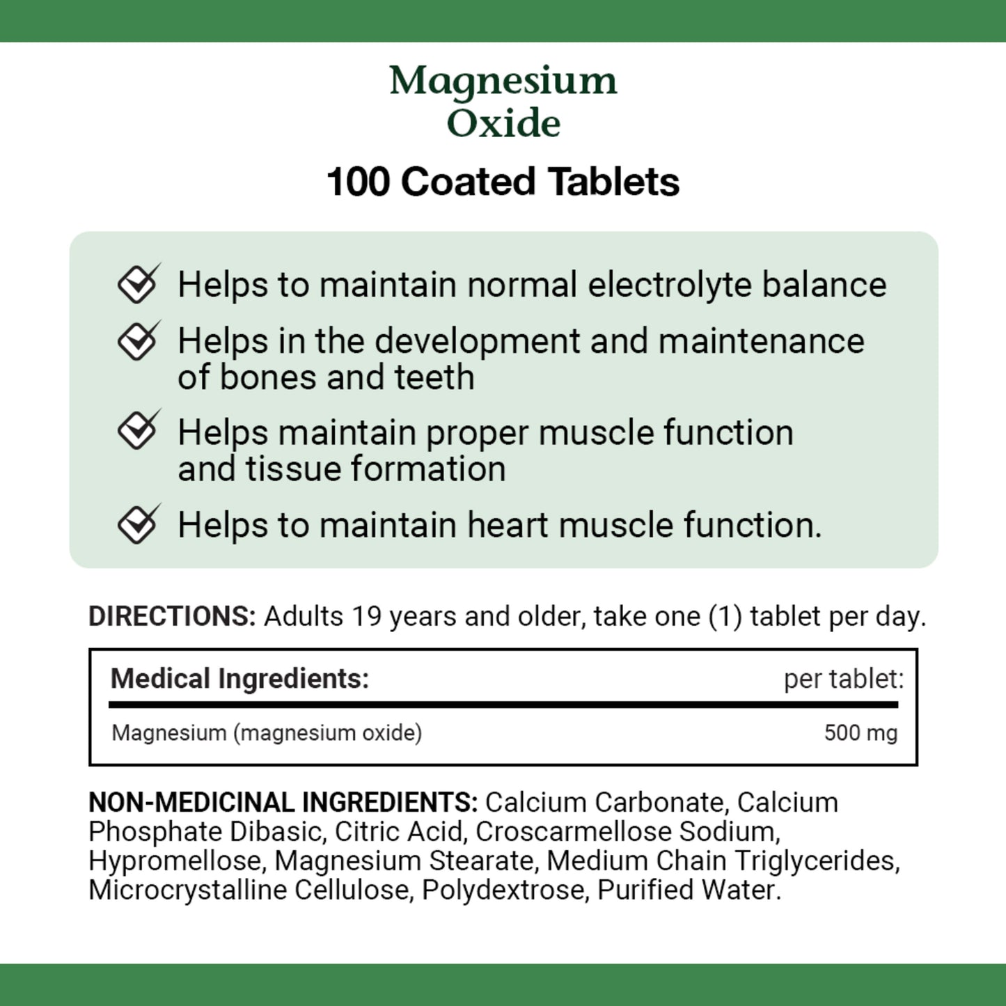NATURE'S BOUNTY Magnesium Oxide 500Mg Pills, Helps Maintain Proper Muscle Function, 100 Tablets, 100 Count