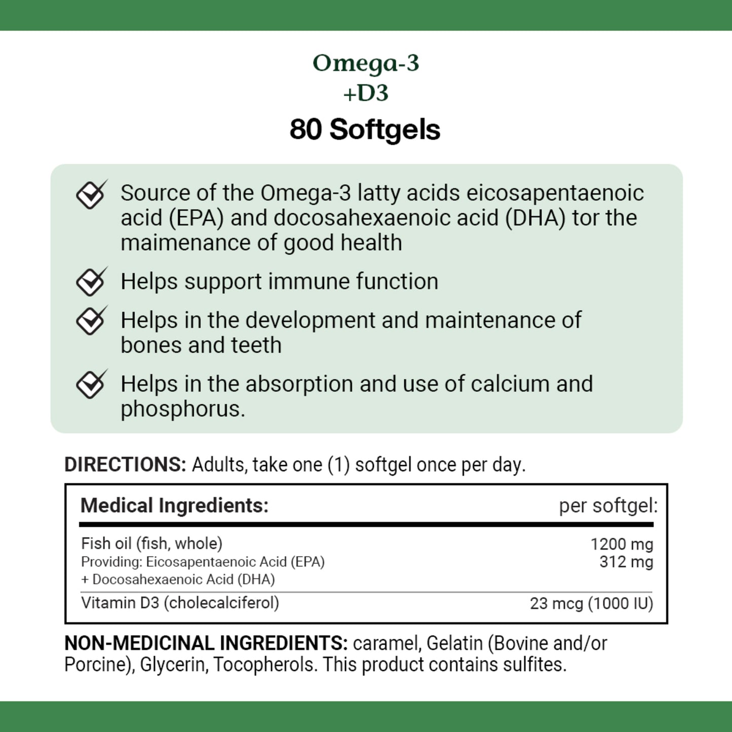 NATURE'S BOUNTY Omega-3 + D3, 90 Count