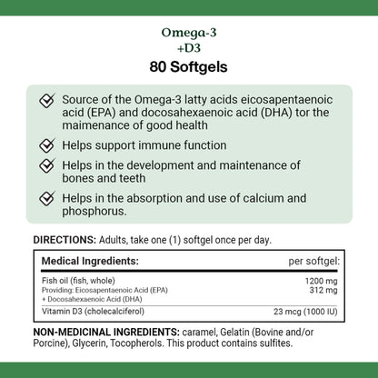 NATURE'S BOUNTY Omega-3 + D3, 90 Count