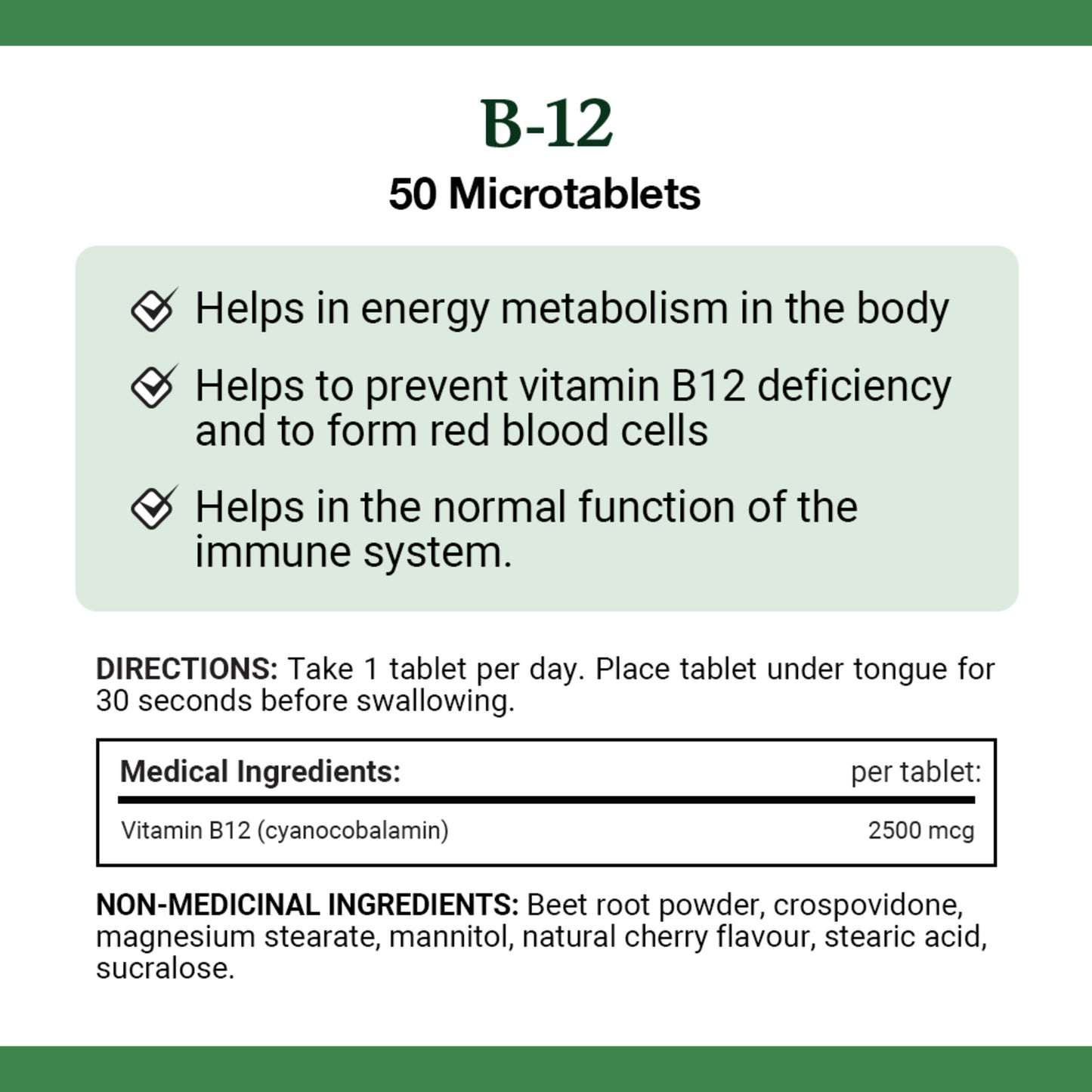 NATURE'S BOUNTY Vitamin B12 Supplement, Helps In Energy Metabolism In The Body, 2500Mcg, 50 Microtablets, 50 Count