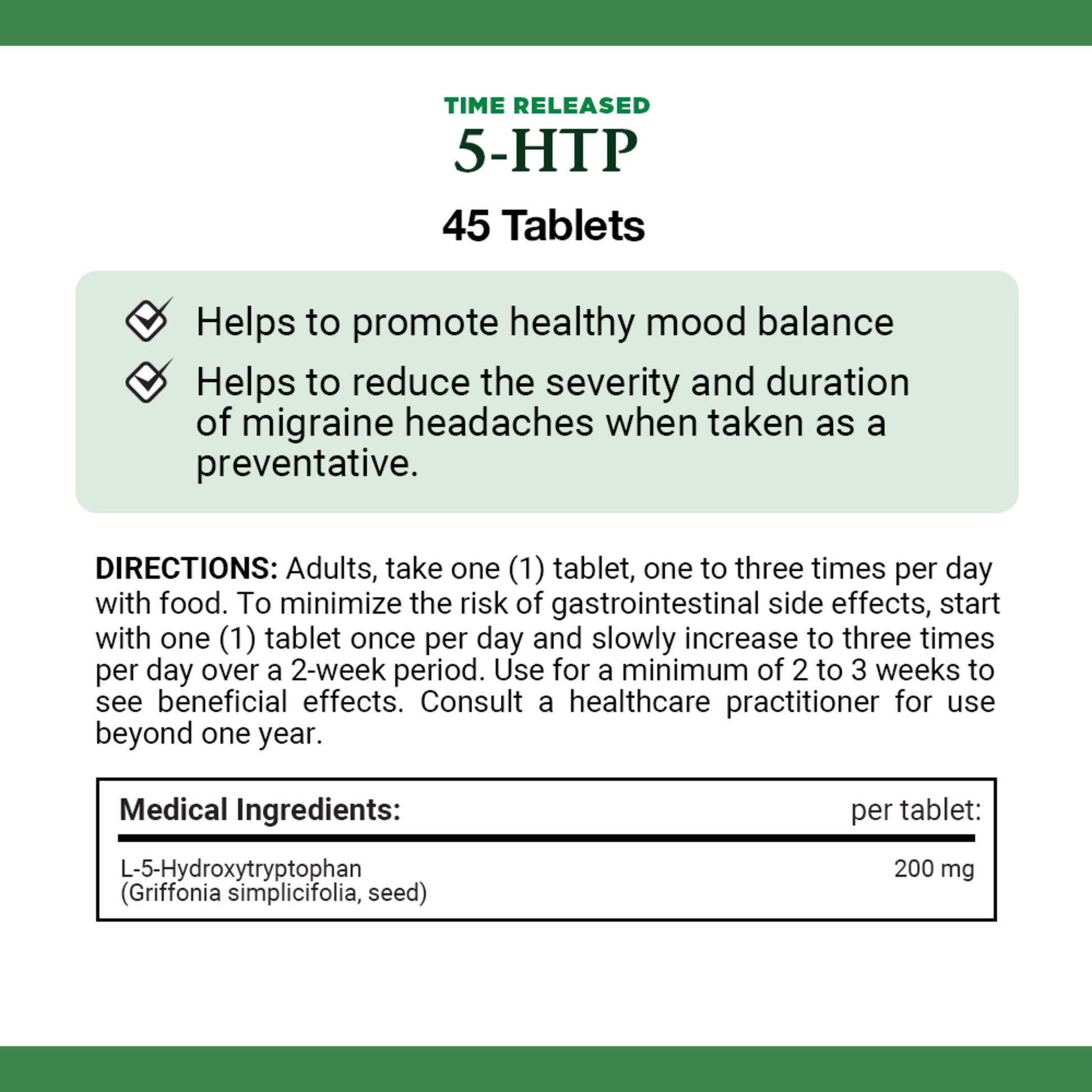 5-HTP Time Released 200 mg, Helps to promote healthy mood balance.