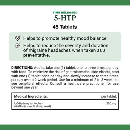 5-HTP Time Released 200 mg, Helps to promote healthy mood balance.