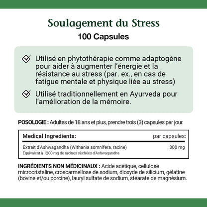 NATURE'S BOUNTY Stress Relief Ashwagandha, Used In Herbal Medicine As An Adaptogen To Help Increase Energy And Resistance To Stress, 100 Capsules, 100 Count