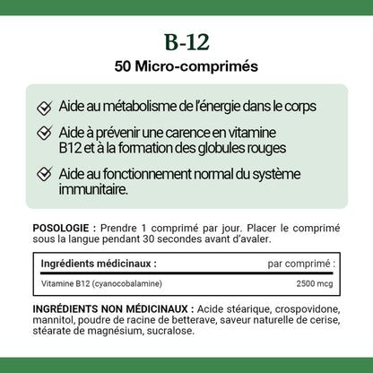 NATURE'S BOUNTY Vitamin B12 Supplement, Helps In Energy Metabolism In The Body, 2500Mcg, 50 Microtablets, 50 Count