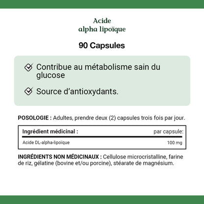 Acide alpha lipoïque 100 mg, métabol. glucose||FR