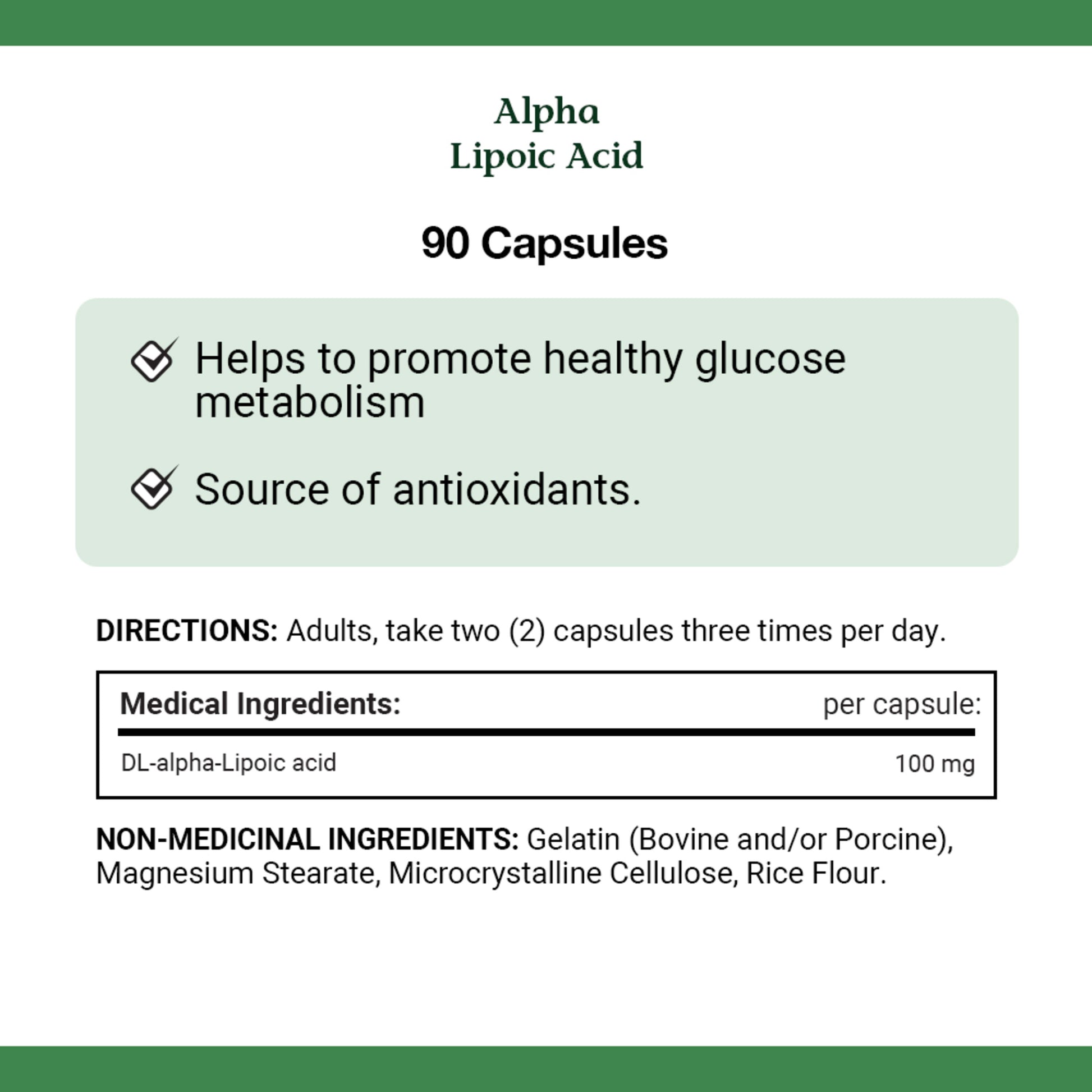 Alpha Lipoic Acid, 100 mg, For Glucose Metabolism||EN