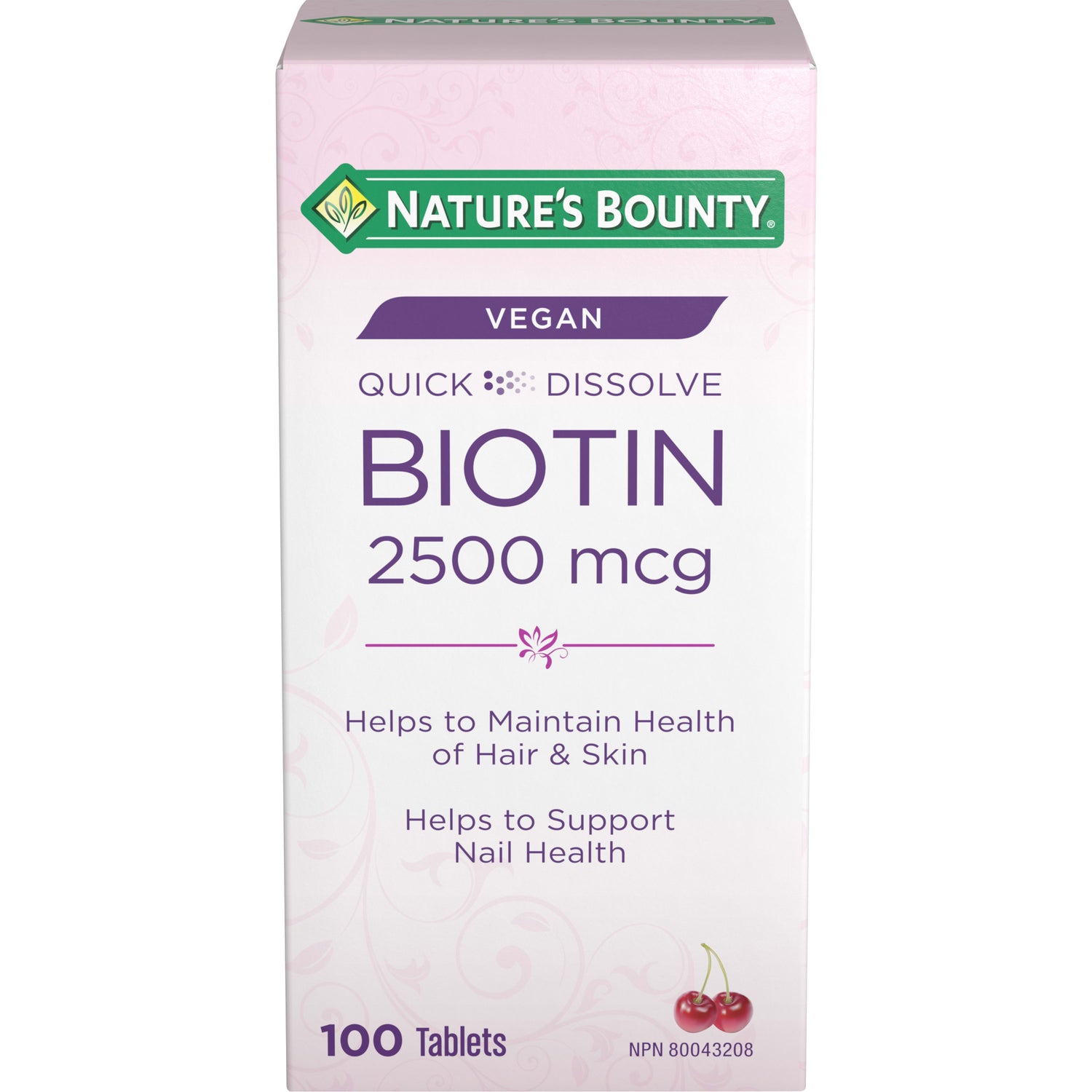 Biotin, Quick Dissolve Tablets, For Hair, Skin & Nails, Cherry Flavour, Vegan