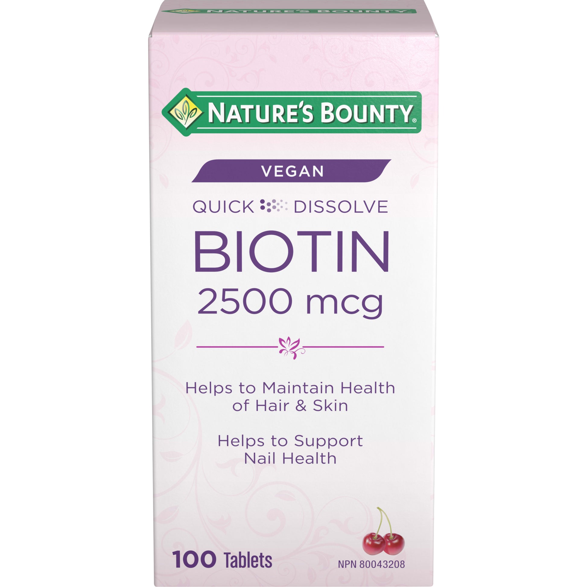 Biotin, Quick Dissolve Tablets, For Hair, Skin & Nails, Cherry Flavour, Vegan